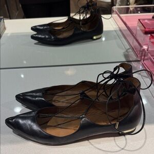 Aquazzura Black Lace-Up Flats